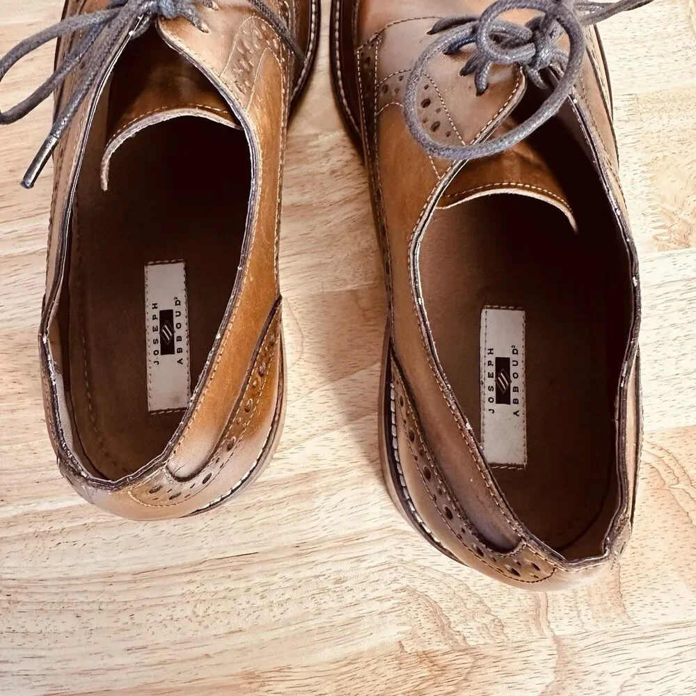 Joseph Abboud Shoes Men’s 11 Brown Leather Wingtip Oxfords Lace Up